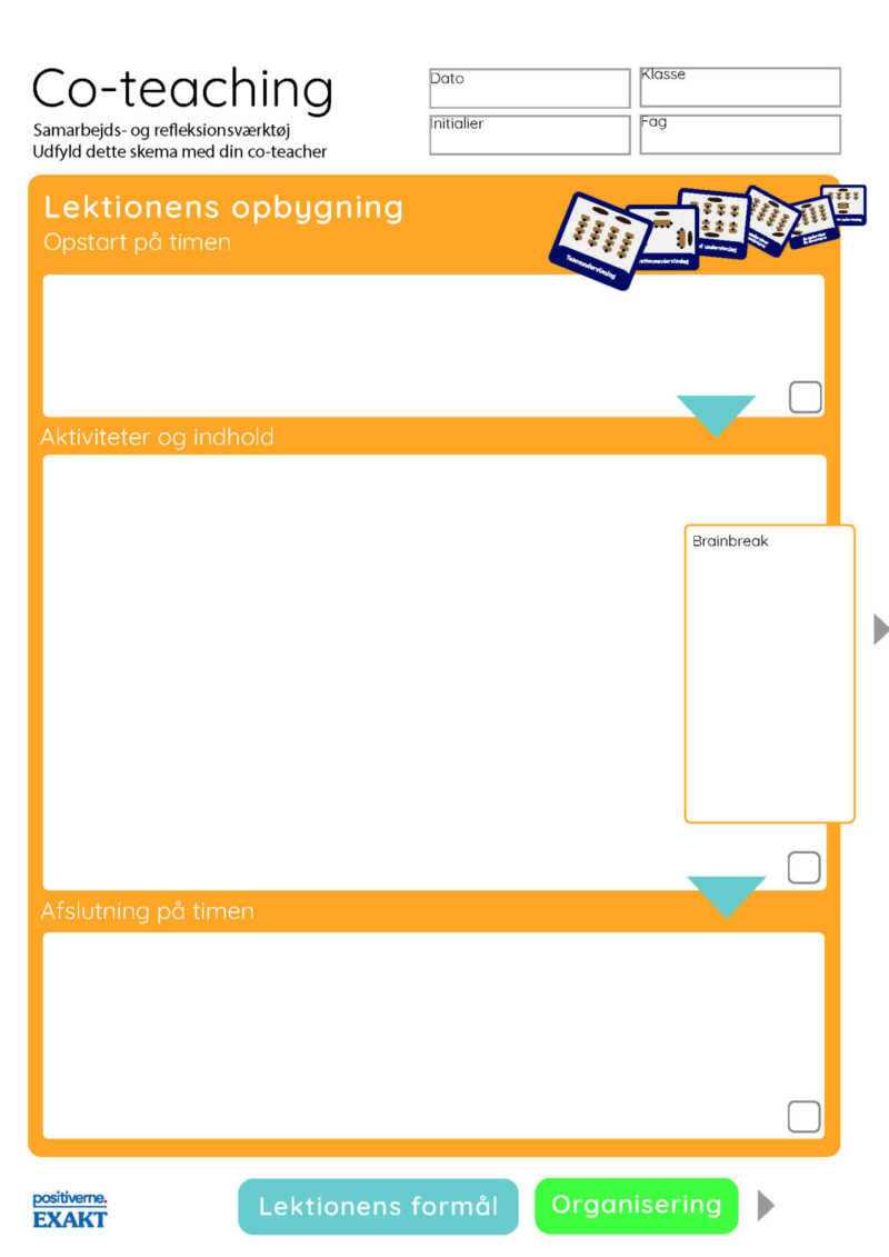 Planlægningsskema 2 - Co-teaching (udvidet skema), Lærerværktøj - Billede 2