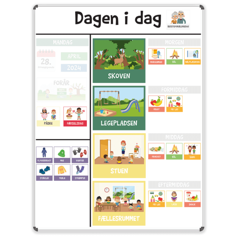 Strukturtavle til dagtilbud inkl. piktogrammagneter - Whiteboard 90x120 cm. - Billede 4
