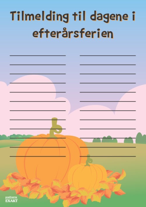 Tilmelding til dagene i efterårsferien