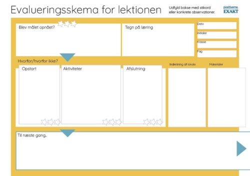 Evalueringsskema - Alm. undervisning, Lærerværktøj