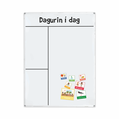 Strukturtavle til dagtilbud inkl. piktogrammagneter - Whiteboard 90x120 cm. Færøsk