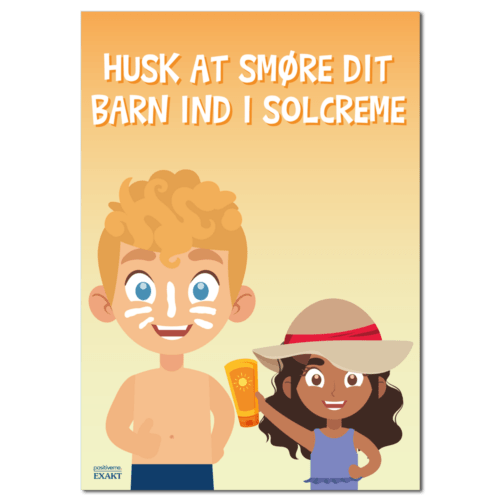 Budskabsskilt - Husk at smøre dit barn ind i solcreme
