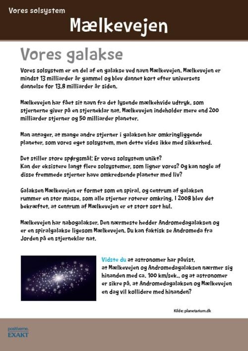 Fagtekst - Læs om Mælkevejen