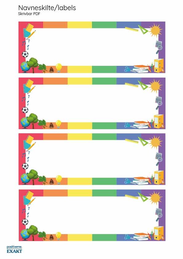 Værktøj - Navneskilte, Skrivbar PDF, Mellem med billeder