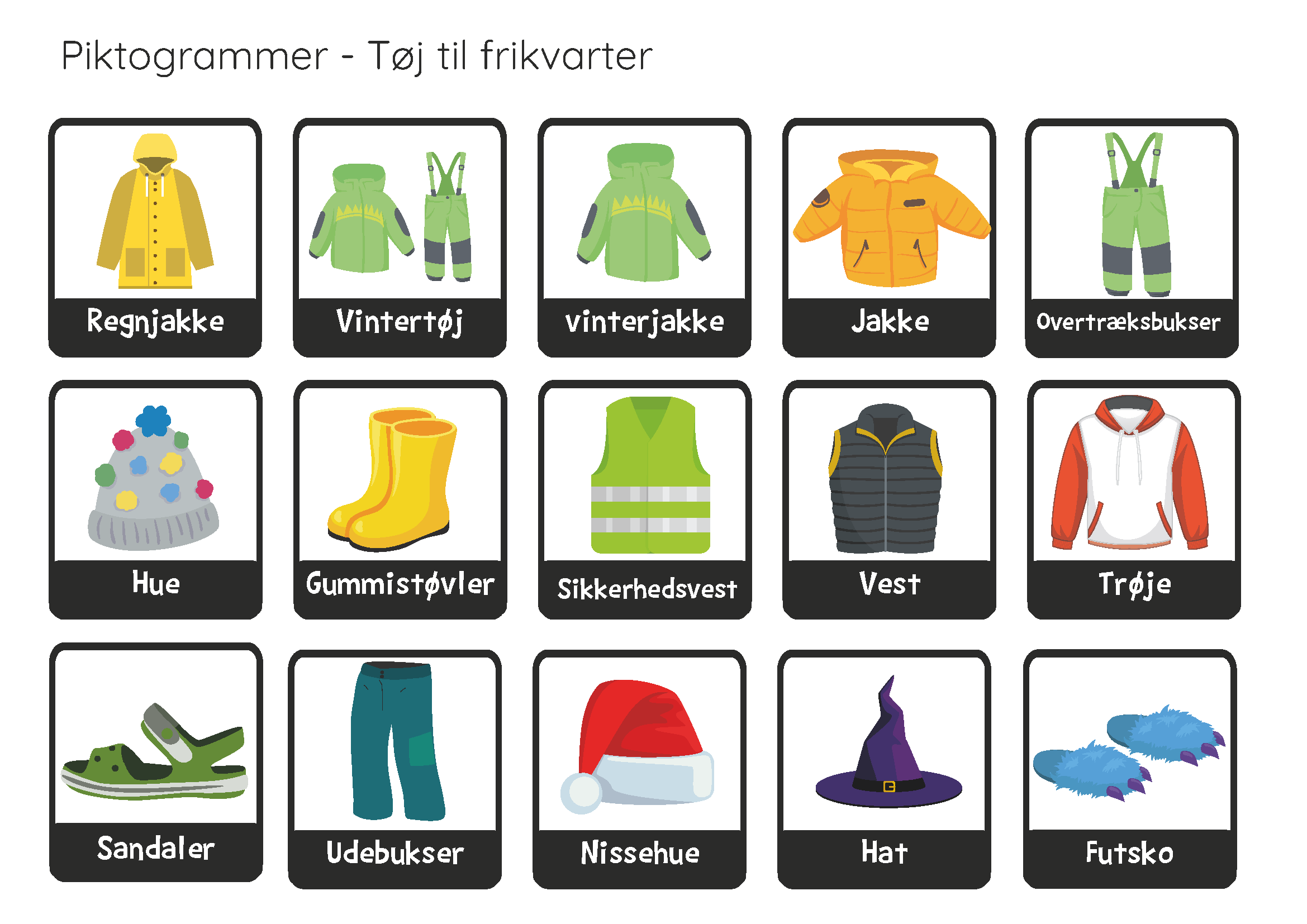 Piktogrammer - Tøj, sko og udstyr, Sekvensskema - Billede 2