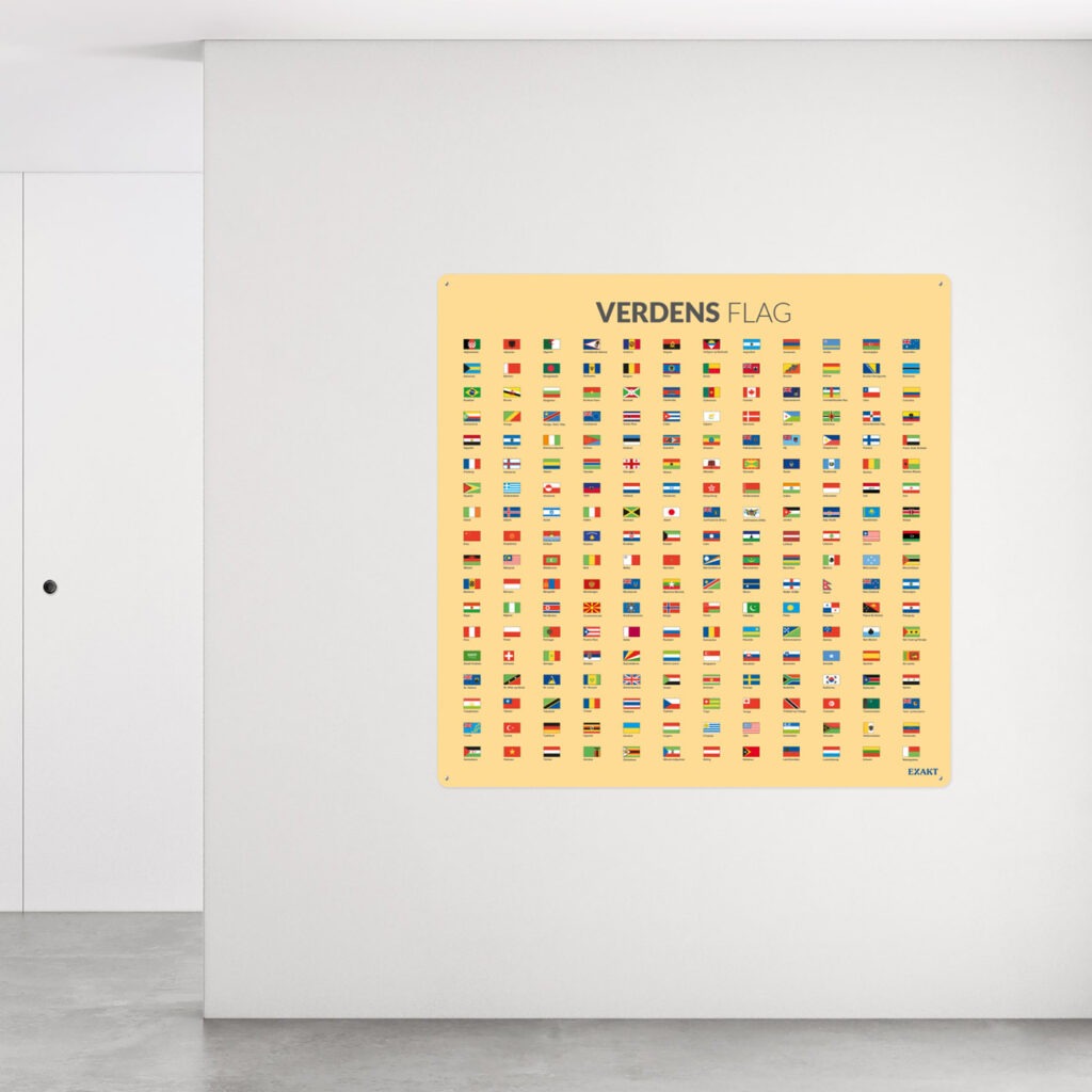 Vægplade med verdens flag