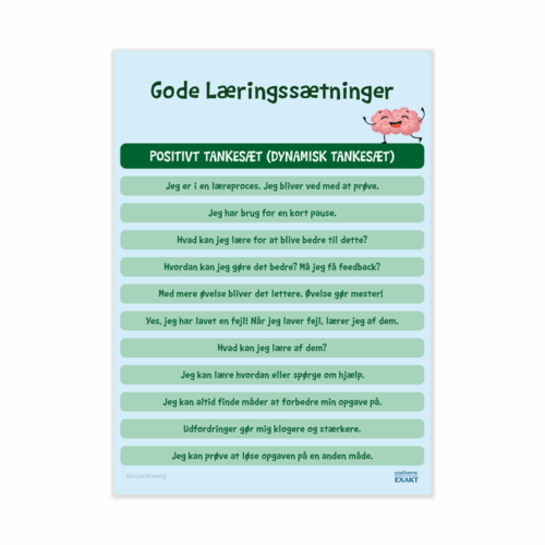 Trivselstavle - Gode læringssætninger - Positivt mindset