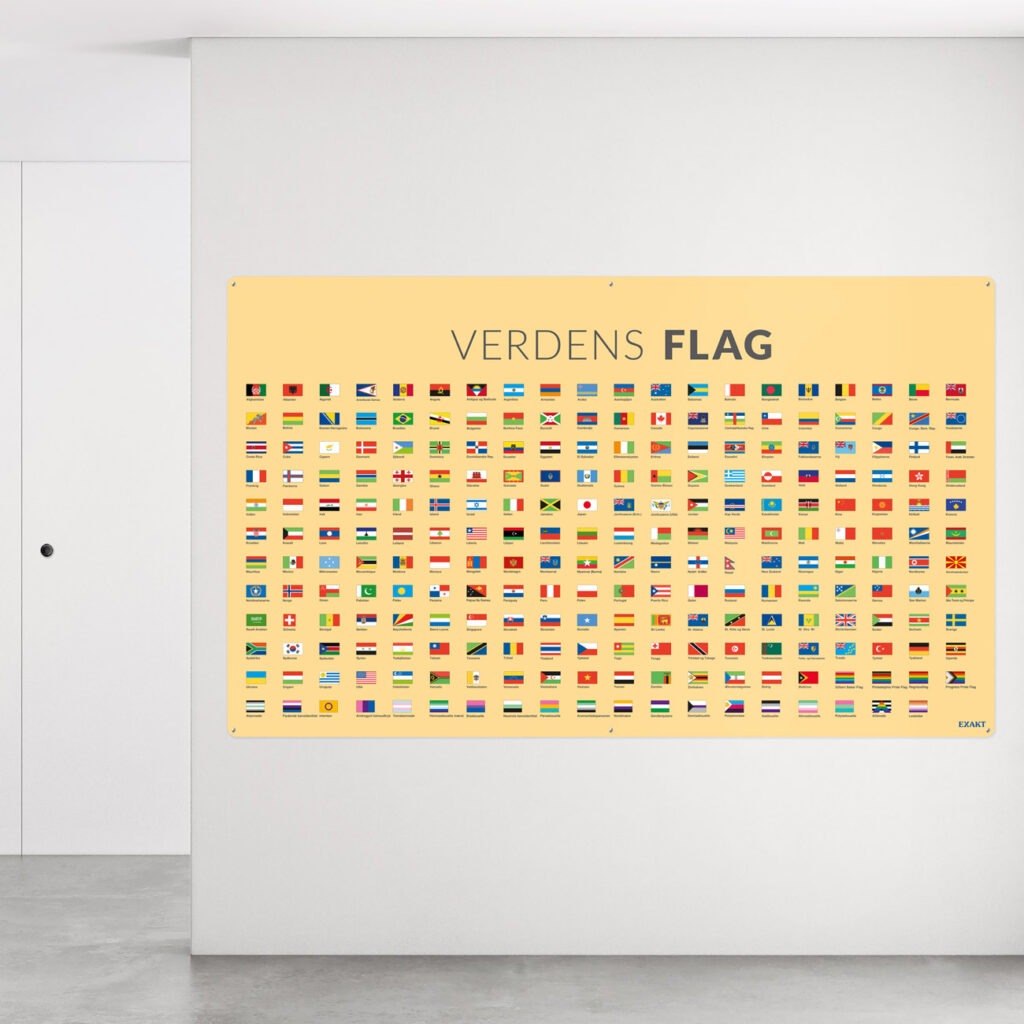 Vægplade med verdens flag og pride flagene