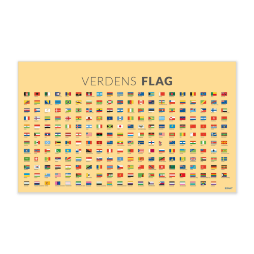 Vægplade med verdens flag og pride flagene