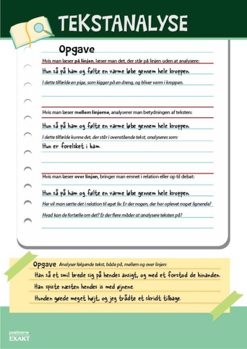 Læs på mellem og over linjen - Handout med opgave