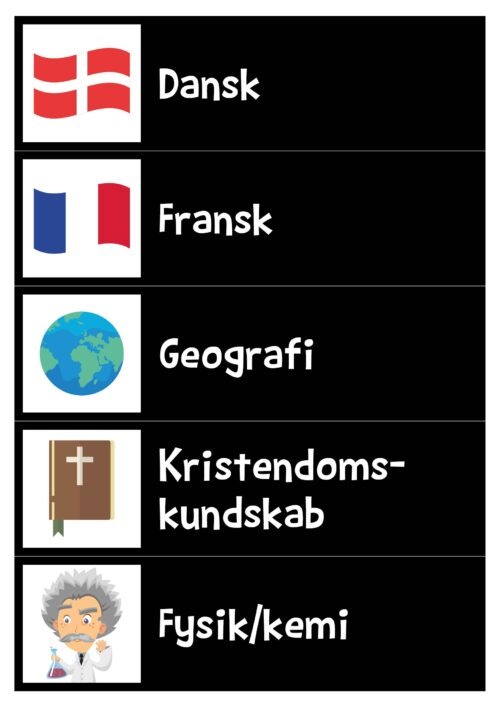 Brede piktogrammer - Fag til udskoling