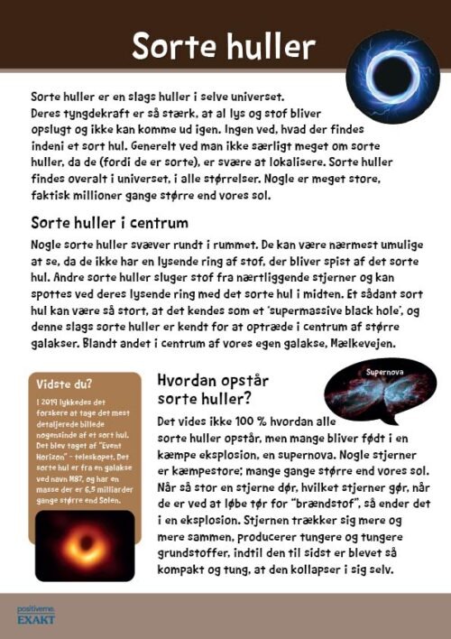 Fagtekst - Læs om sorte huller