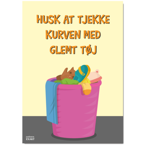 Budskabsskilt - Husk at tjekke kurve med glemt tøj